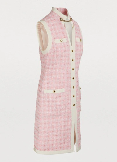 Shop Gucci Tweed Mini Dress In Pink