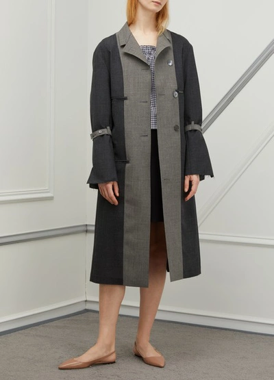 Shop Thom Browne Wool Coat In Dark Grey