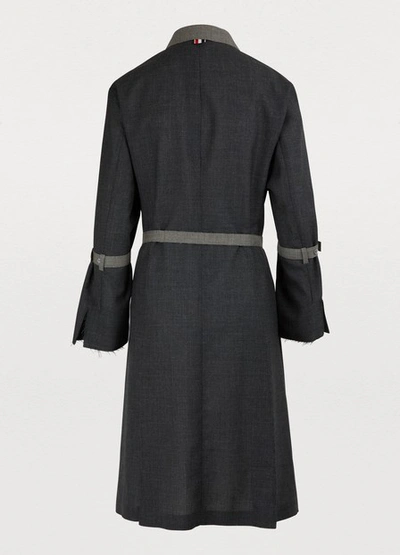 Shop Thom Browne Wool Coat In Dark Grey