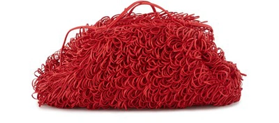 Shop Bottega Veneta Leather Clutch Bag In Bright Red