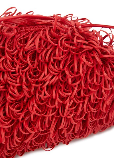 Shop Bottega Veneta Leather Clutch Bag In Bright Red