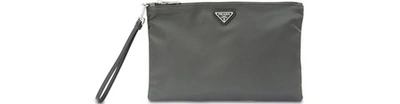 Shop Prada Toiletry Bag In Piombo