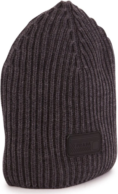 Shop Prada Wool Hat In Light Grey
