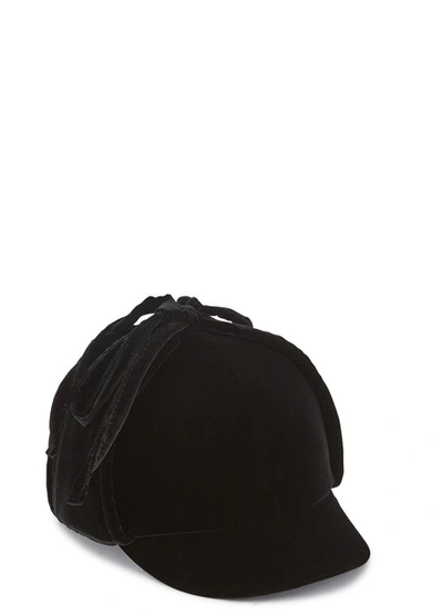 Shop Miu Miu Velvet Cap In Black