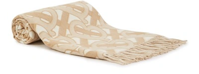 Shop Burberry Tb Cashmere Scarf In Light Sand
