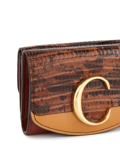 Shop Chloé C Card Holder In Sepia Brown