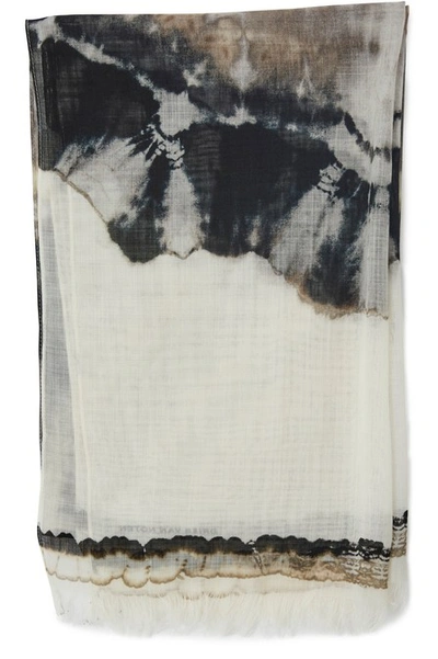 Shop Dries Van Noten Francisco Tie-dye Flannel Scarf In Écru