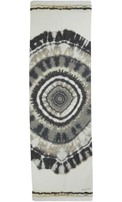 Shop Dries Van Noten Francisco Tie-dye Flannel Scarf In Écru