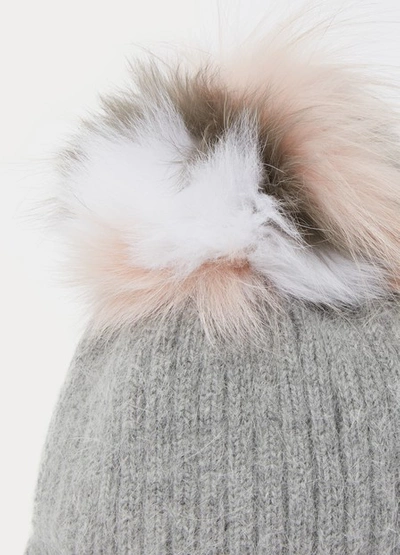 Shop Yves Salomon Woolly Hat With Fur In Roc/bouton De Rose/white