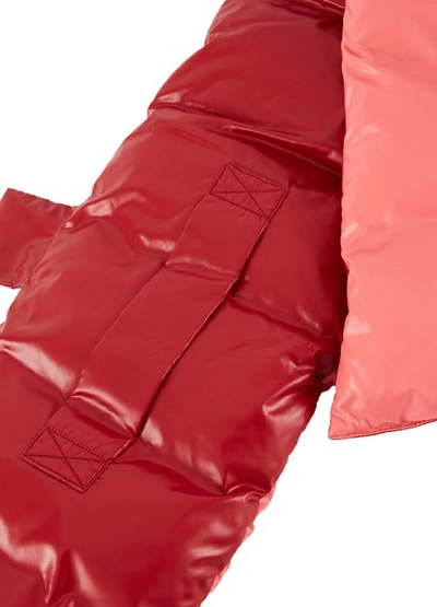 Shop Moncler Padded Scarf In Pink/red