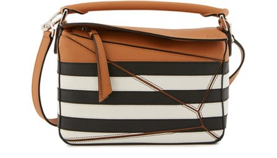 Shop Loewe Small Puzzle Shoulder Bag In Black-white