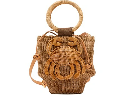 Shop Aranaz Malia Straw Bucket Bag In Tan