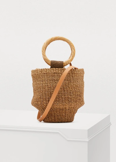 Shop Aranaz Malia Straw Bucket Bag In Tan