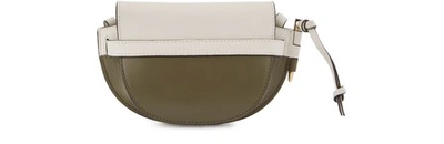 Shop Loewe Mini Gate Colour Block Crossbody Bag In Soft White/khaki Green