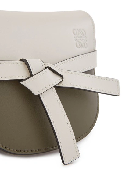 Shop Loewe Mini Gate Colour Block Crossbody Bag In Soft White/khaki Green