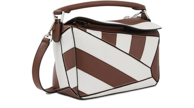 Shop Loewe Small Puzzle Rugby Shoulder Bag In Brunette/soft White