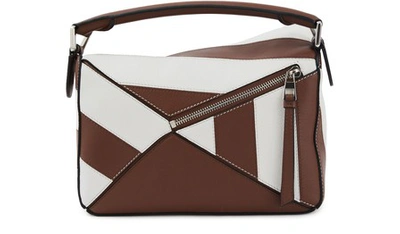 Shop Loewe Small Puzzle Rugby Shoulder Bag In Brunette/soft White