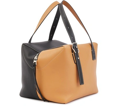 Shop Loewe Cube Shoulder Bag In Light Caramel/black