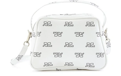 Shop Courrèges Iconic Day Shoulder Bag In White And Black