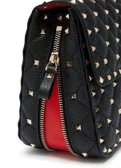 Shop Valentino Garavani Rockstud Shoulder Bag In Nero/bianco/rouge Pur