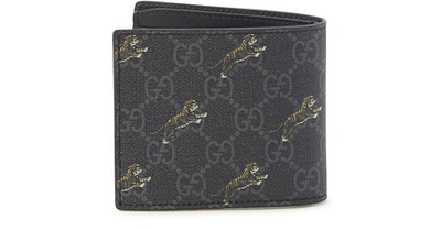 Shop Gucci Gg Tiger Print Wallet In Black