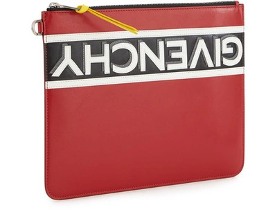 Shop Givenchy Large Pouch In Leather In Red