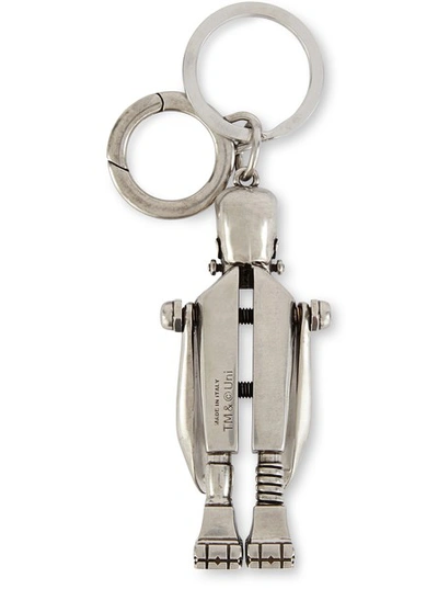 Shop Prada Metal Key Ring In Argento-vecchio