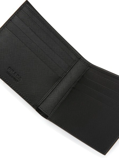 Shop Prada Leather Wallet In Nero-bluette