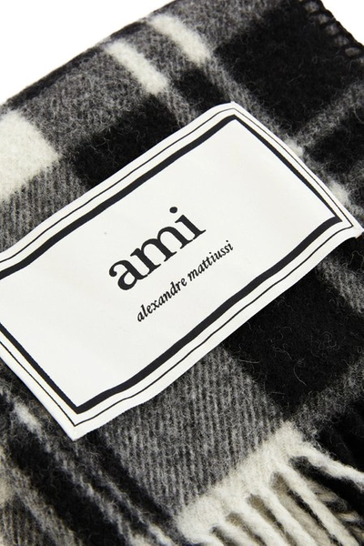 Shop Ami Alexandre Mattiussi Check Scarf In Noir/ecru