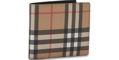 Shop Burberry Vintage Check International Bifold Coin Wallet In Archive-beige