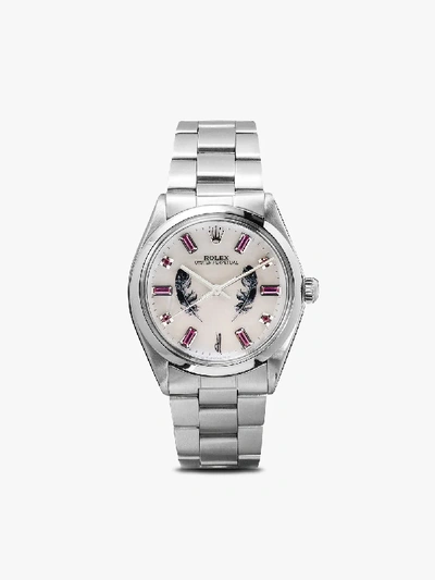 Shop Jacquie Aiche Reworked Vintage Rolex Oyster Perpetual Watch In Metallic