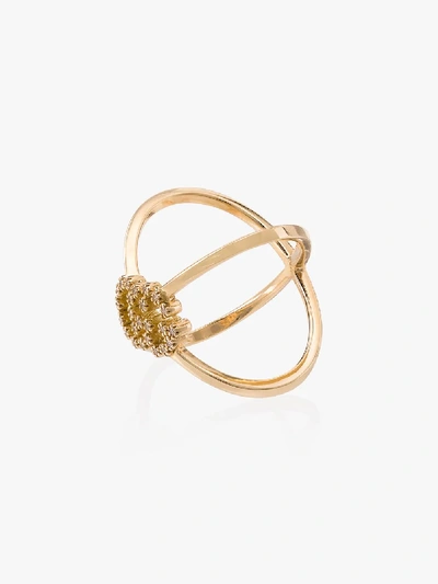 Shop Gucci 18k Yellow Gold Gg Cross Diamond Ring
