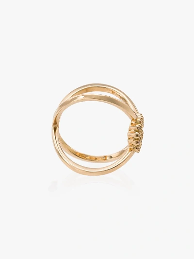 Shop Gucci 18k Yellow Gold Gg Cross Diamond Ring