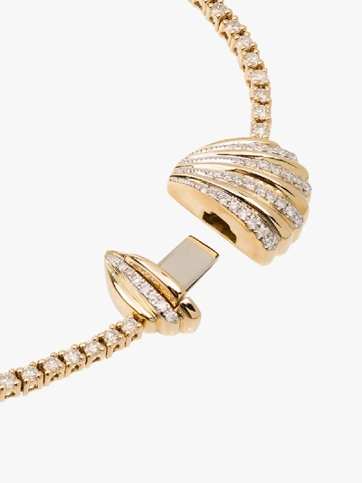 Shop Yvonne Léon 18k Yellow Gold Diamond Shell Bracelet