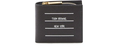 Shop Thom Browne Billfold Leather Wallet In Charcoal