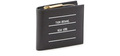 Shop Thom Browne Billfold Leather Wallet In Charcoal