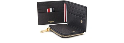 Shop Thom Browne Billfold Leather Wallet In Charcoal