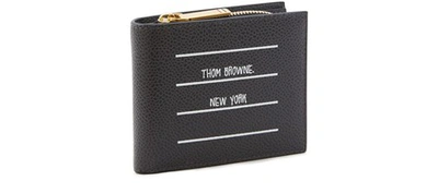 Shop Thom Browne Billfold Leather Wallet In Charcoal