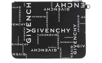 Shop Givenchy Large Leather Pouch In Noir/blanc