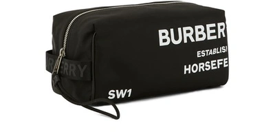 Shop Burberry Be9 Toiletry Bag In Black / White