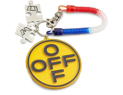 Shop Off-white Off Cross Bungee Key Holder In Red Orange