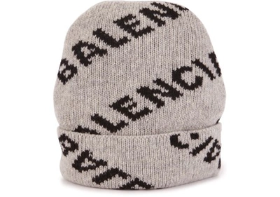 Shop Balenciaga Beanie Hat In Grey