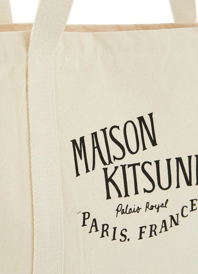 Shop Maison Kitsuné Palais Royal Shopping Bag In Ecru/black