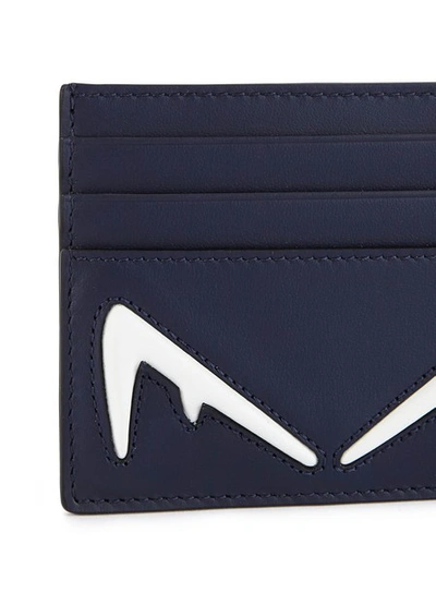 Shop Fendi Diabolic Leather Card Holder In Blu