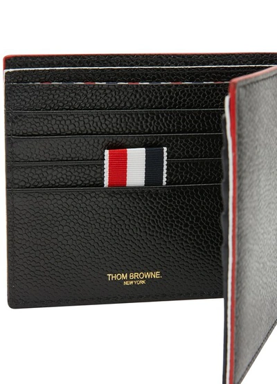 Shop Thom Browne Billfold Leather Wallet In Black