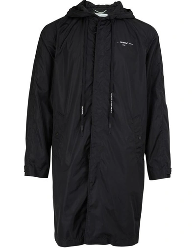 Shop Off-white Unfinished Raincoat In Black Silver