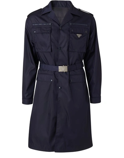 Shop Prada Coat In Navy