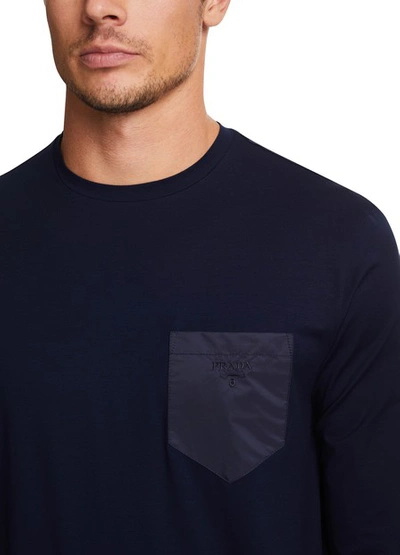 Shop Prada Long Sleeved T-shirt In Navy