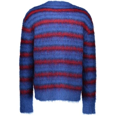 Shop Marni Mohair Jumper In Bluette/ Navy/ Red