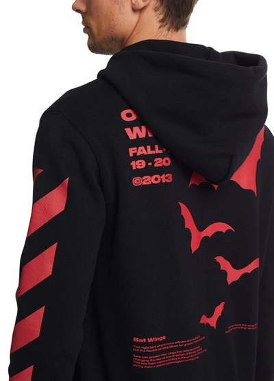Off-white Bats-print Cotton Hooded Sweatshirt In Blk Red | ModeSens